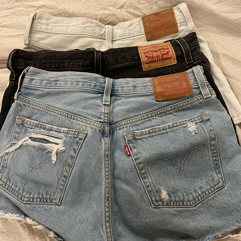 Levi's Women's Jean Shorts - Light Blue, Black, White